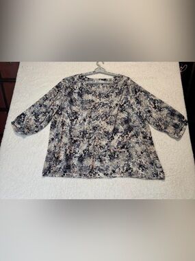 Rose & Olive Button Down 3/4 Sleeves Top Size 3X Multicolor (see measurements)